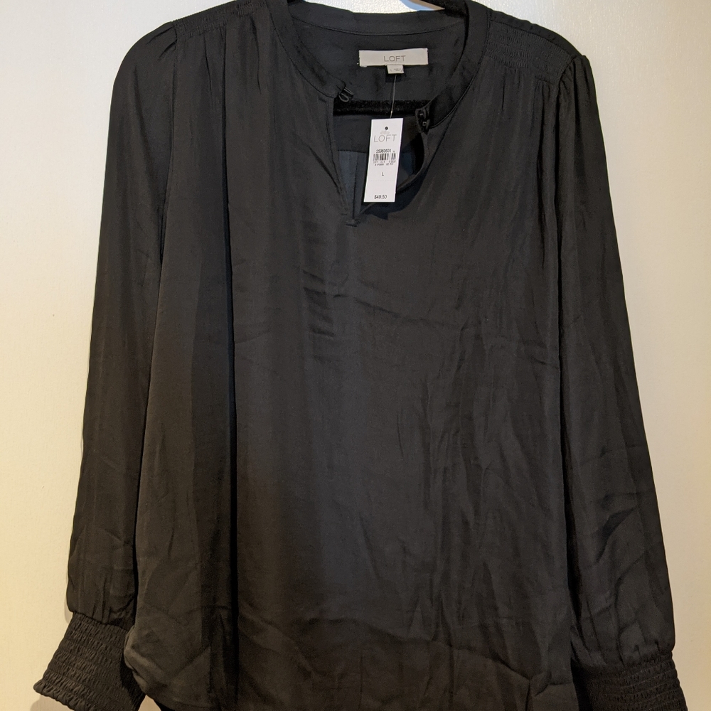 Black split-level blouse - new with tags